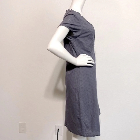 The Territory Ahead Eyelet Gray Blue Short Sleeve Scoop Neck Dress Size 12 - Picture 6 of 7